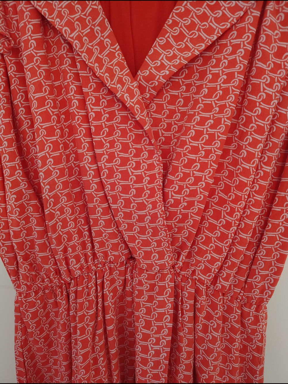 Maeve Anthropologie coral chain print collared shirt dress midi resort vacation - Picture 7 of 8